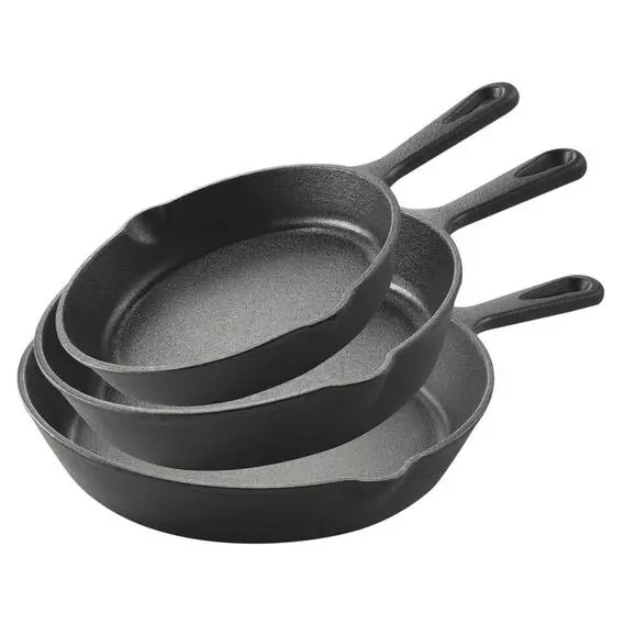 Mainstay 3 Pce Cast Iron Fry Pan Set Mainstay 3 Pce Cast Iron Fry Pan Set