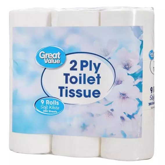 GreatValue 2 Ply Toilet Paper 9 Pack