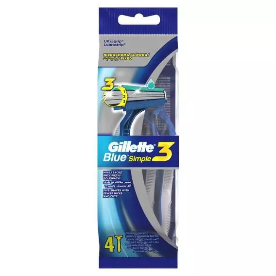 Gillette Blue3 Simple Razor 4 Disp Gillette Blue3 Simple Razor 4 Disp