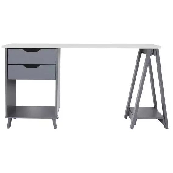 Home & Kitchen Ash Trestle Desk Grey And White 201801 Home & Kitchen Ash Trestle Desk Grey And White 201801