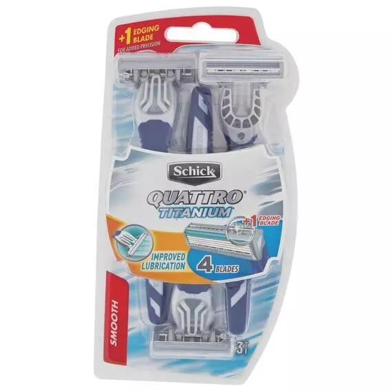 Schick Quattro Male Disposable Razors 3 Pack