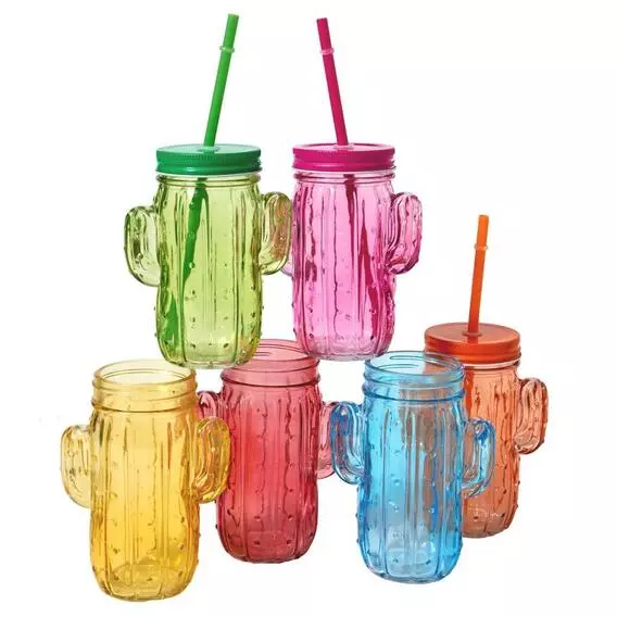Excellent Hou Cactus Glass Drinking Jar