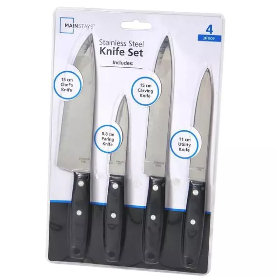 Mainstay 4 Pce Stainless Steel Knife Set