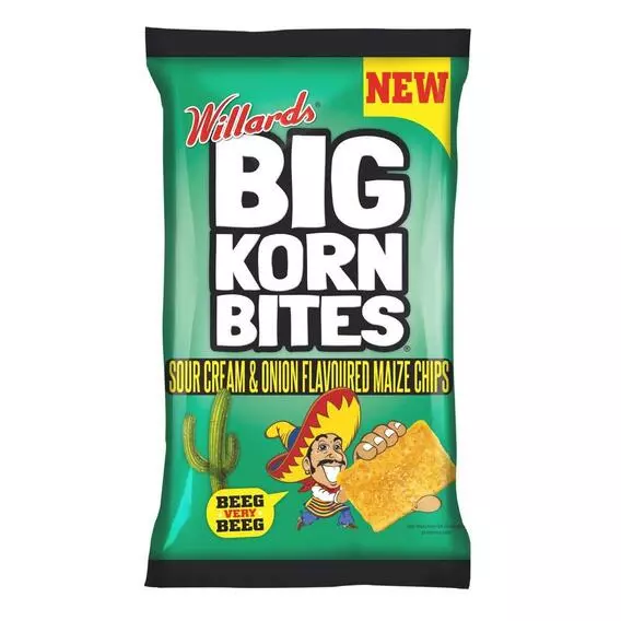 Willards Big Korn Bites 50 G CREAM ONION 50g Willards Big Korn Bites 50 G CREAM ONION 50g