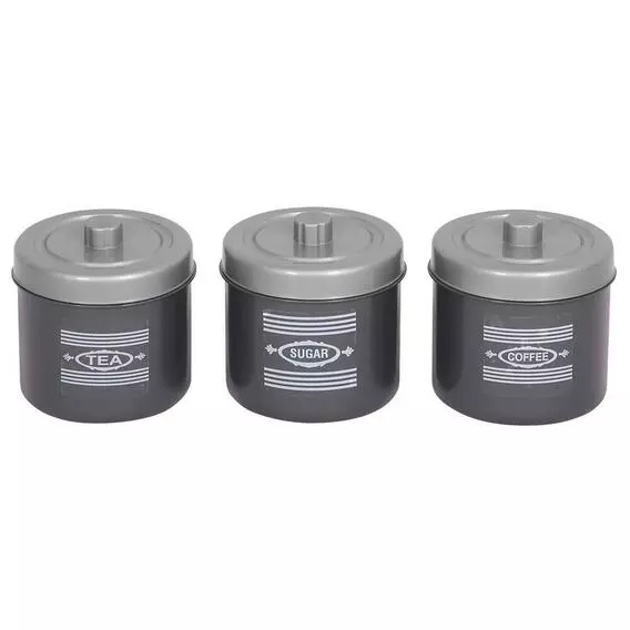 Contour 3 Piece Canister Set Silver And Charcoal Contour 3 Piece Canister Set Silver And Charcoal