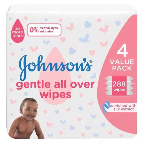 Johnson's Gentle All Over Baby Wipes 288's Johnson's Gentle All Over Baby Wipes 288's