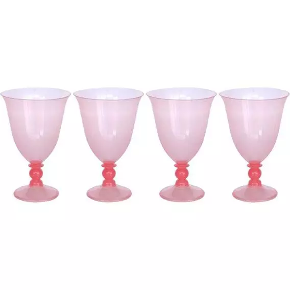 Lumoss 4pk Goblet Set Clear Tint Coral