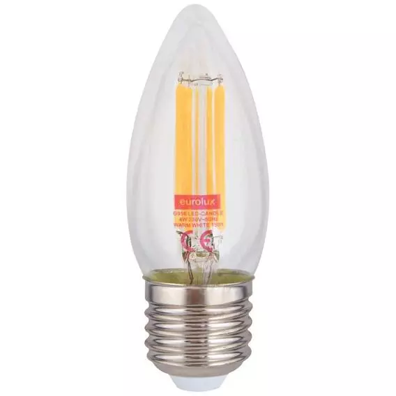 Eurolux 4W LED Filament Candle E27 W/Wht 310 Lms