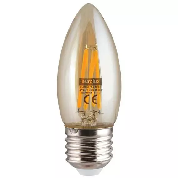 Eurolux 4W LED E27 Amb Filament Cndl W/Wht 370Lm Eurolux 4W LED E27 Amb Filament Cndl W/Wht 370Lm