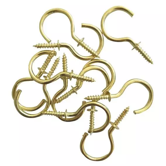 Fastener Solutions 25mm Cup Hook Round Brass Plated Pk12 Fastener Solutions 25mm Cup Hook Round Brass Plated Pk12