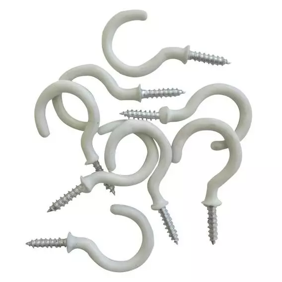 Fastener Solutions 32mm Cup Hook Round White Pk6