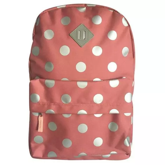 No Brand PEACH & SILVER DOTS BACKPACK No Brand PEACH & SILVER DOTS BACKPACK