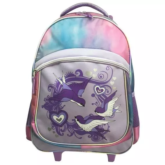 No Brand PURPLE BIRDS TROLLEY BACKPACK