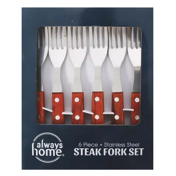 Always Home 6PC Wooden Handle Fork Set