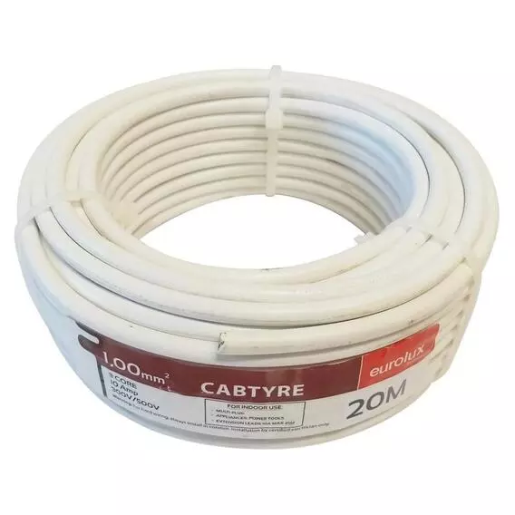 Eurolux 1mm Cabtyre white 20m