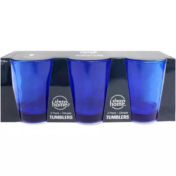 Always Home BLUE DIMPLE 3PK GLASSES