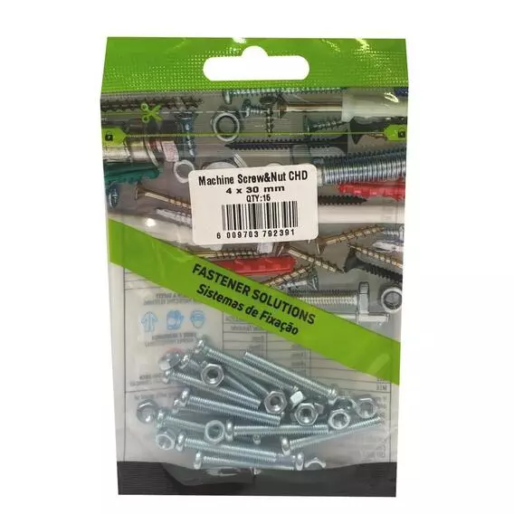 Fastener Solutions 4.0X30mm Machine Screw+Nut AF