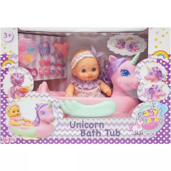 Deluxe 26cm Baby with Unicorn bath tub & stylin