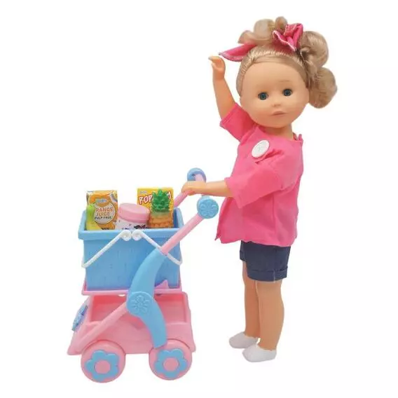 STAY TRENDY 46CM TRENDY GIRL AND HER SHOPPING CART