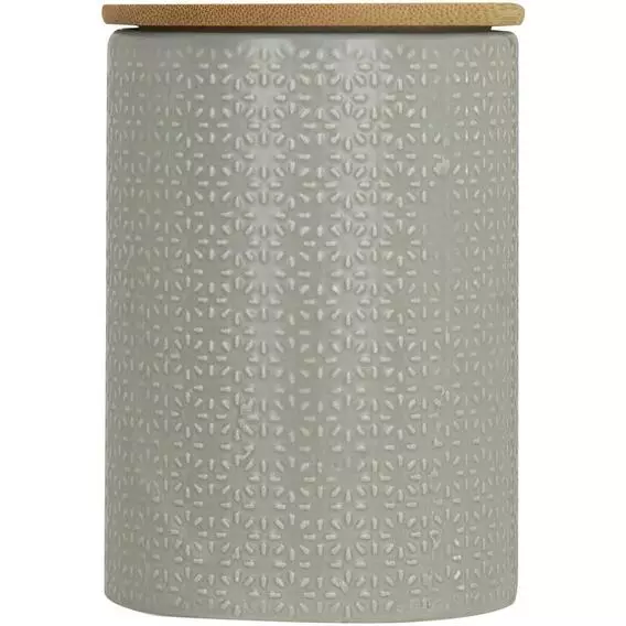 Kitchen Ceramic Jar Grey Gloss Flower