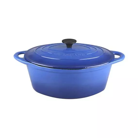 Gourmand Cast Iron 33,2Cm Oval Casserole - Blue Gourmand Cast Iron 33,2Cm Oval Casserole - Blue