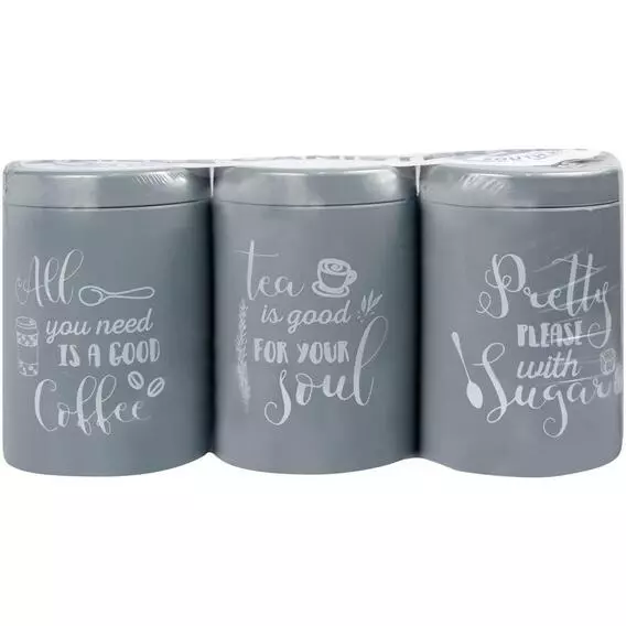 Lumoss 3pk Grey Print Canister