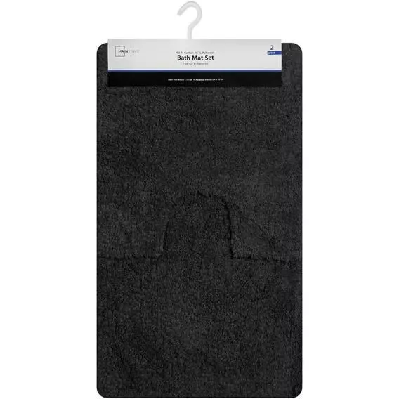 Mainstay 2Piece Cotton Bath Mat Set Charcoal Mainstay 2Piece Cotton Bath Mat Set Charcoal