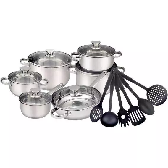 Always Home 18pc s/s Cookware set with Nylon utensil