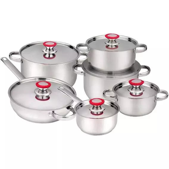 Always Home 12pc s/s Cookware set with s/s lid silic Always Home 12pc s/s Cookware set with s/s lid silic