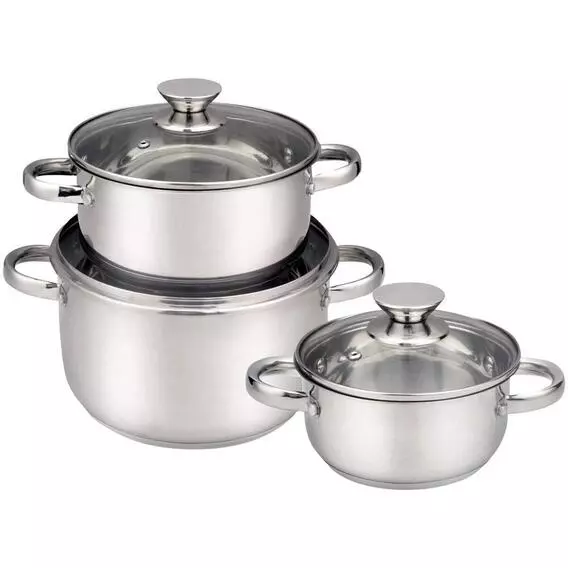 Always Home 6pc s/s Cookware set with Glass lid