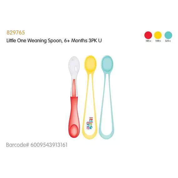 Little One Weaning Spoon, 6+ Months - Unisex 3, PK