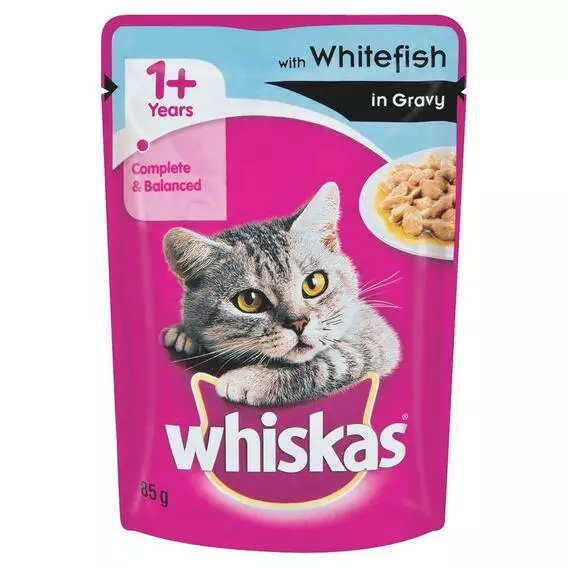 Whiskas Cat Food Pouch WHITEFISH IN GRAVY 85g