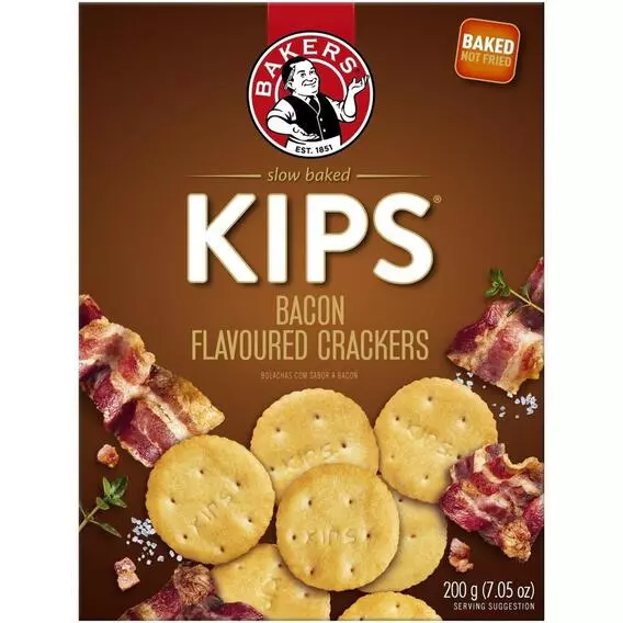 Bakers Kips Crackers Bacon BACON 200g Bakers Kips Crackers Bacon BACON 200g