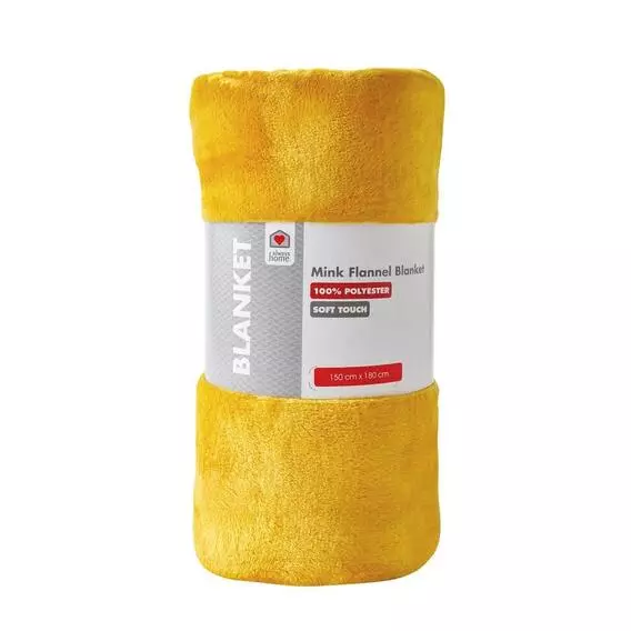 Always Home 150X180cm Mink Flannel Blanket YELLOW
