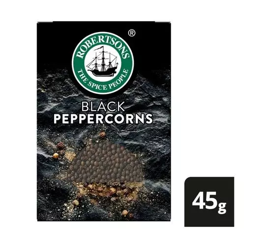 Robertsons Whole Black Peppercorns (10x45g) Robertsons Whole Black Peppercorns (10x45g)