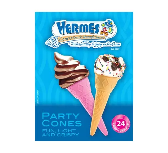 Hermes Ice Cream Cones Coloured (1x24's)