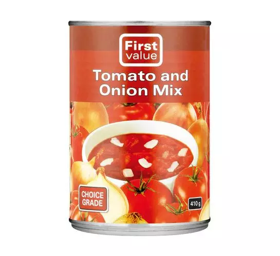 First Value Tomato & Onion Mix (12x410g) First Value Tomato & Onion Mix (12x410g)