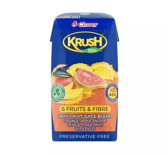 Clover Krush Uht Juice 6 Fruits and Fibre (24x200ml)