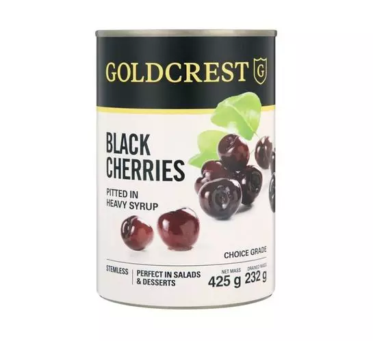 Goldcrest Black Pitted Cherries without Stones in Syrup (1x425g) Goldcrest Black Pitted Cherries without Stones in Syrup (1x425g)