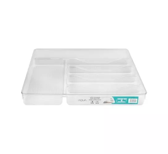 Aqua 40x32x4.5cm Acrylic Cutlery Tray 6 Division Aqua 40x32x4.5cm Acrylic Cutlery Tray 6 Division