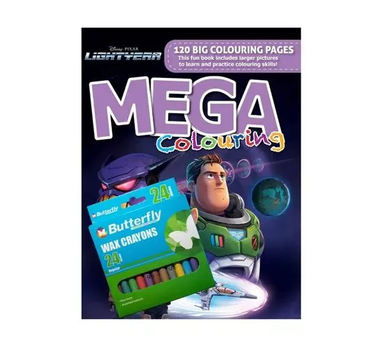 Disney Mega Colouring + 24 W/Crayons