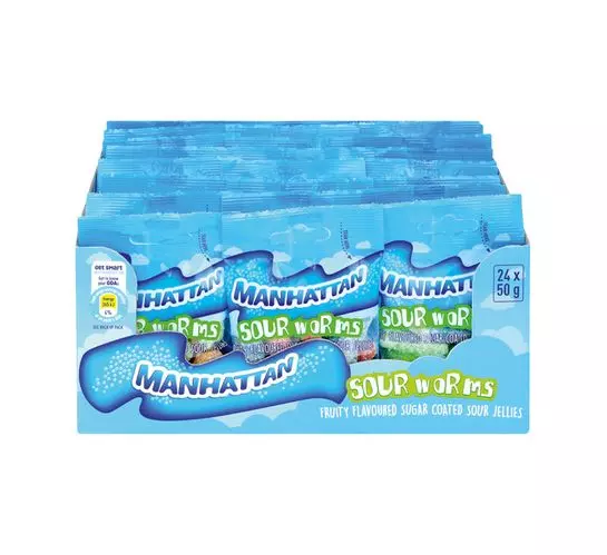 Manhattan Mini Prepacks Mini Sour Worms (24x50g)