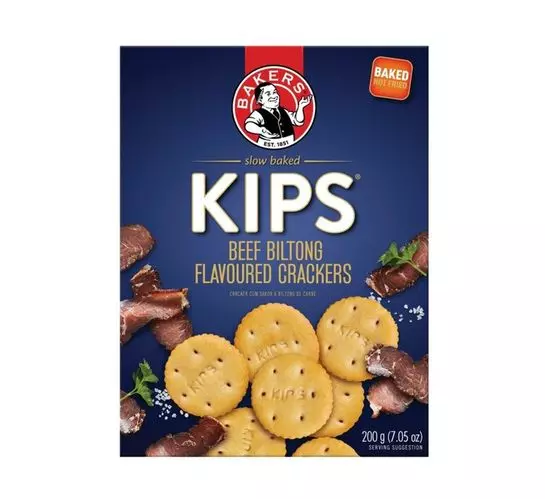 Bakers Kips Savoury Biscuits Beef Biltong (12x200g)