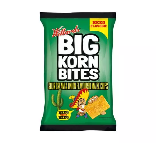 Willards Big Korn Bites Sour Cream and Onion (18x120g) Willards Big Korn Bites Sour Cream and Onion (18x120g)