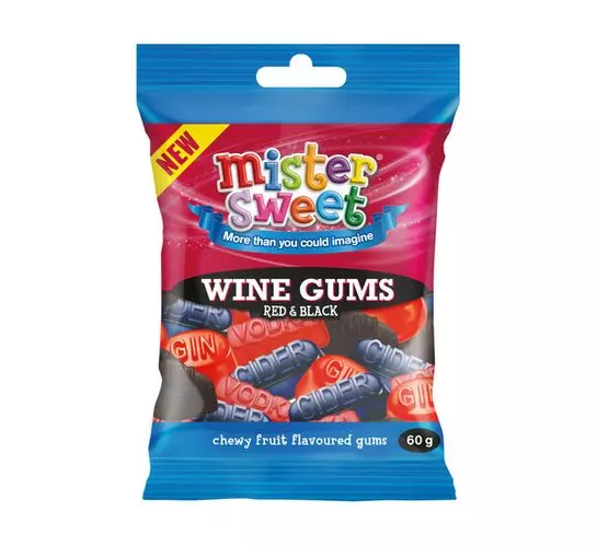 Mister Sweet Mini Prepacks Red & Black Wine Gums (24x60g)