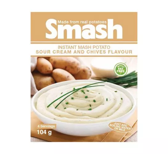 Smash Instant Mash Potato Sour Cream & Chive (1x104g) Smash Instant Mash Potato Sour Cream & Chive (1x104g)