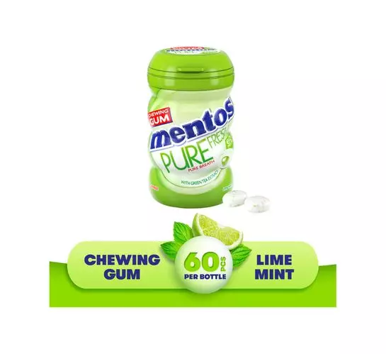 Mentos Chewing Gum Bottle Lime Mint (1x60's) Mentos Chewing Gum Bottle Lime Mint (1x60's)