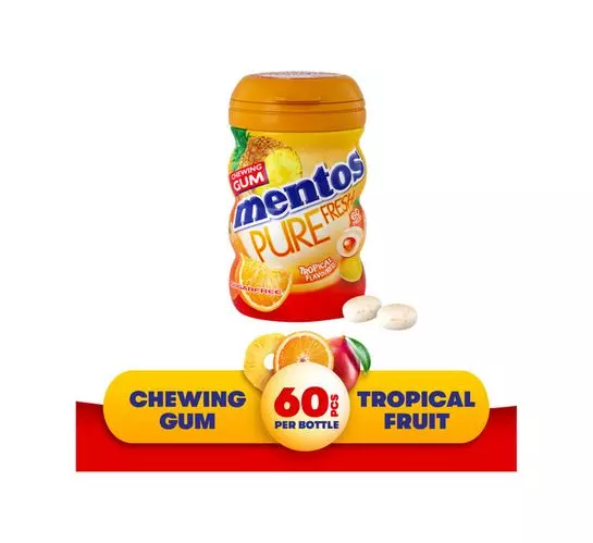 Mentos Chewing Gum Bottle Tropical (1x60's) Mentos Chewing Gum Bottle Tropical (1x60's)