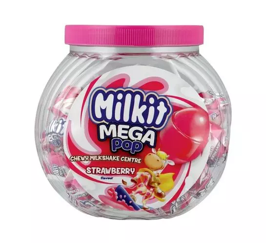 Milkit Mega Lollipop Jar Strawberry (24's)