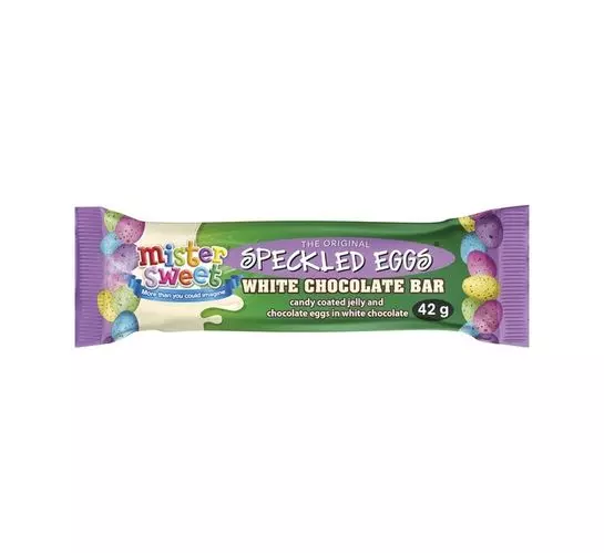 Mister Sweet Speckled Eggs Bars White (24x42g) Mister Sweet Speckled Eggs Bars White (24x42g)